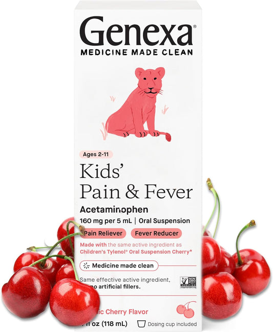 Genexa Childrens Acetaminophen Liquid Pain and Fever Reducer for Kids