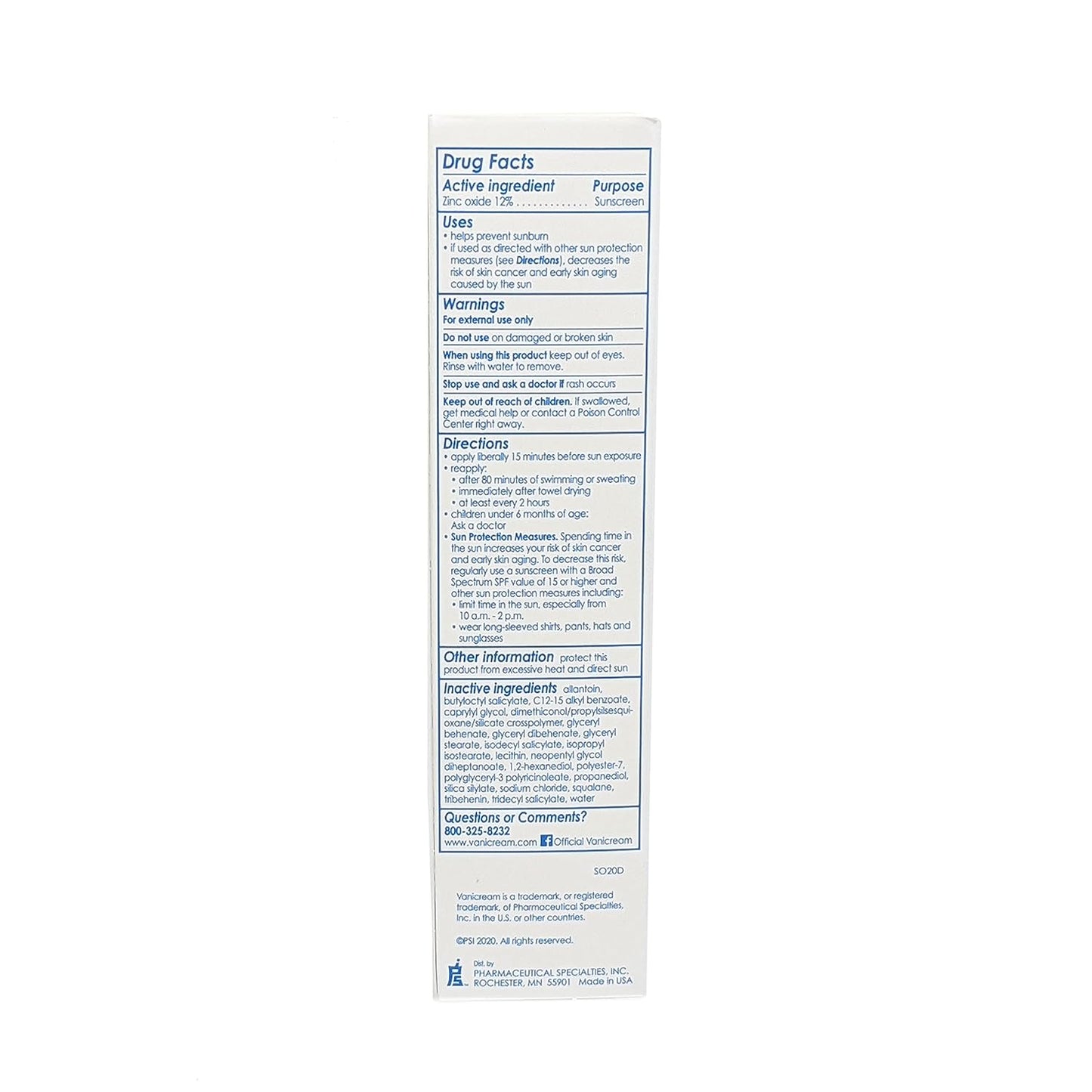 Vanicream Sunscreen Broad Spectrum SPF 50+ oz