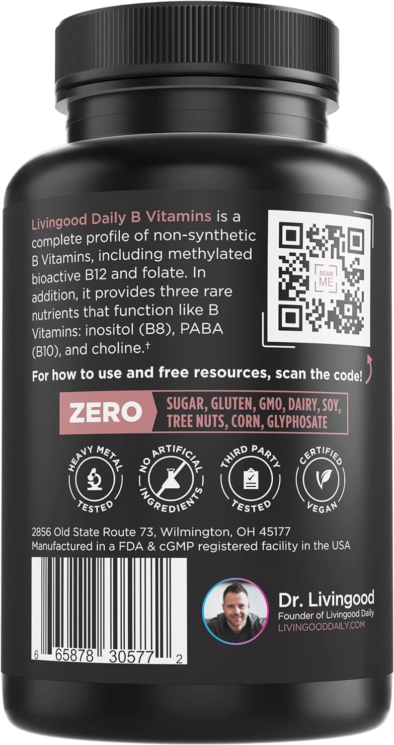 Livingood Daily Vitamin B Complex Capsules - 30 count