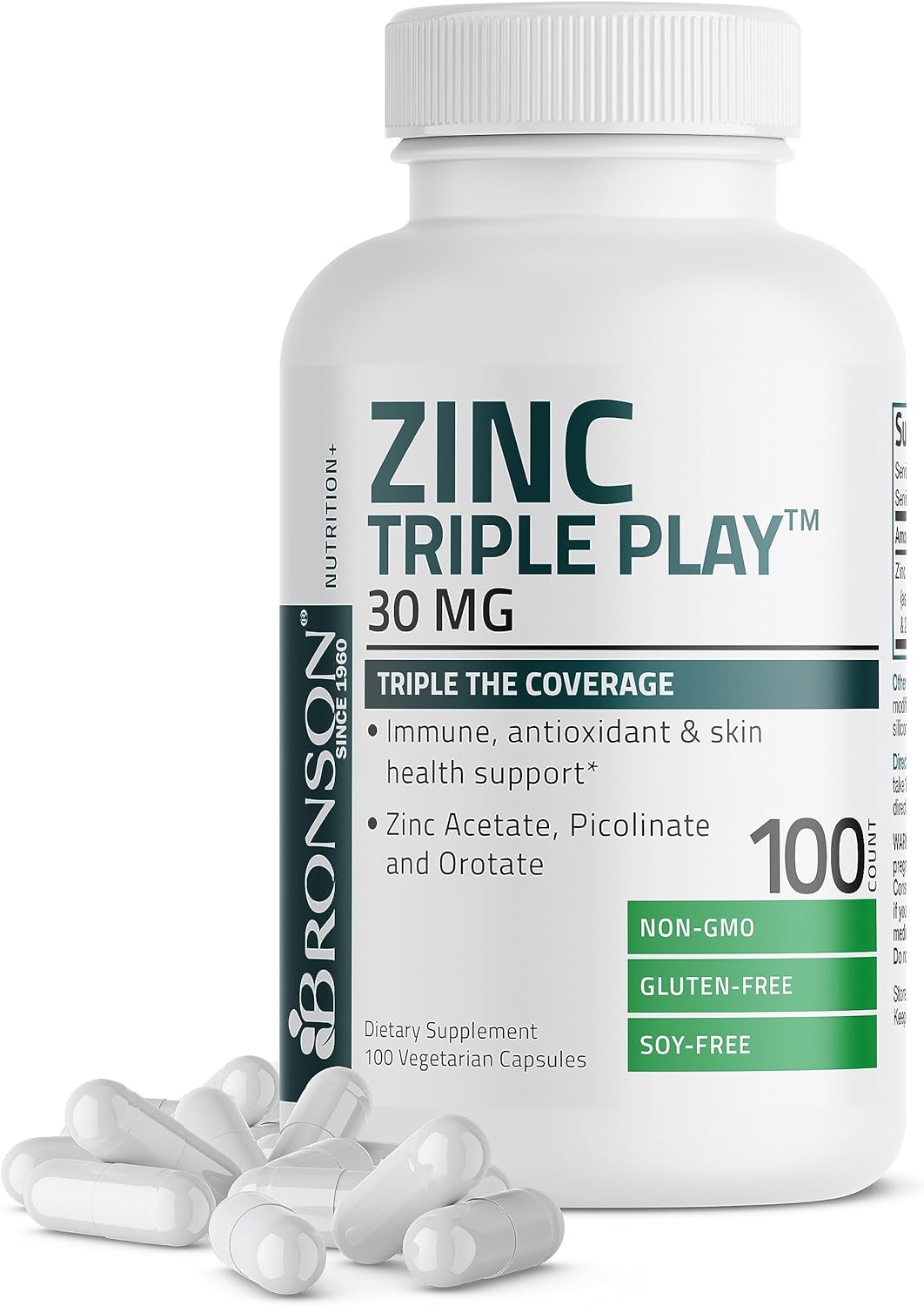 Bronson Zinc Triple Play Immune Support Zinc Supplement 100 capsules