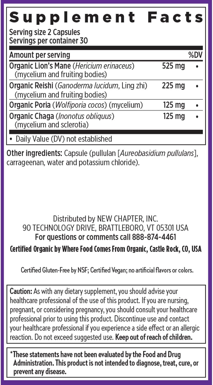 New Chapter Lion's Mane + Reishi Mushroom  60 ct