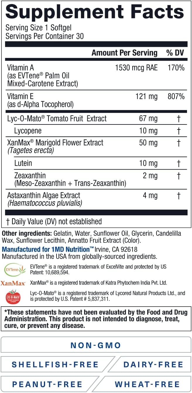 1MD Nutrition VisionMD Eye Vitamin CARMIS 30 Softgels