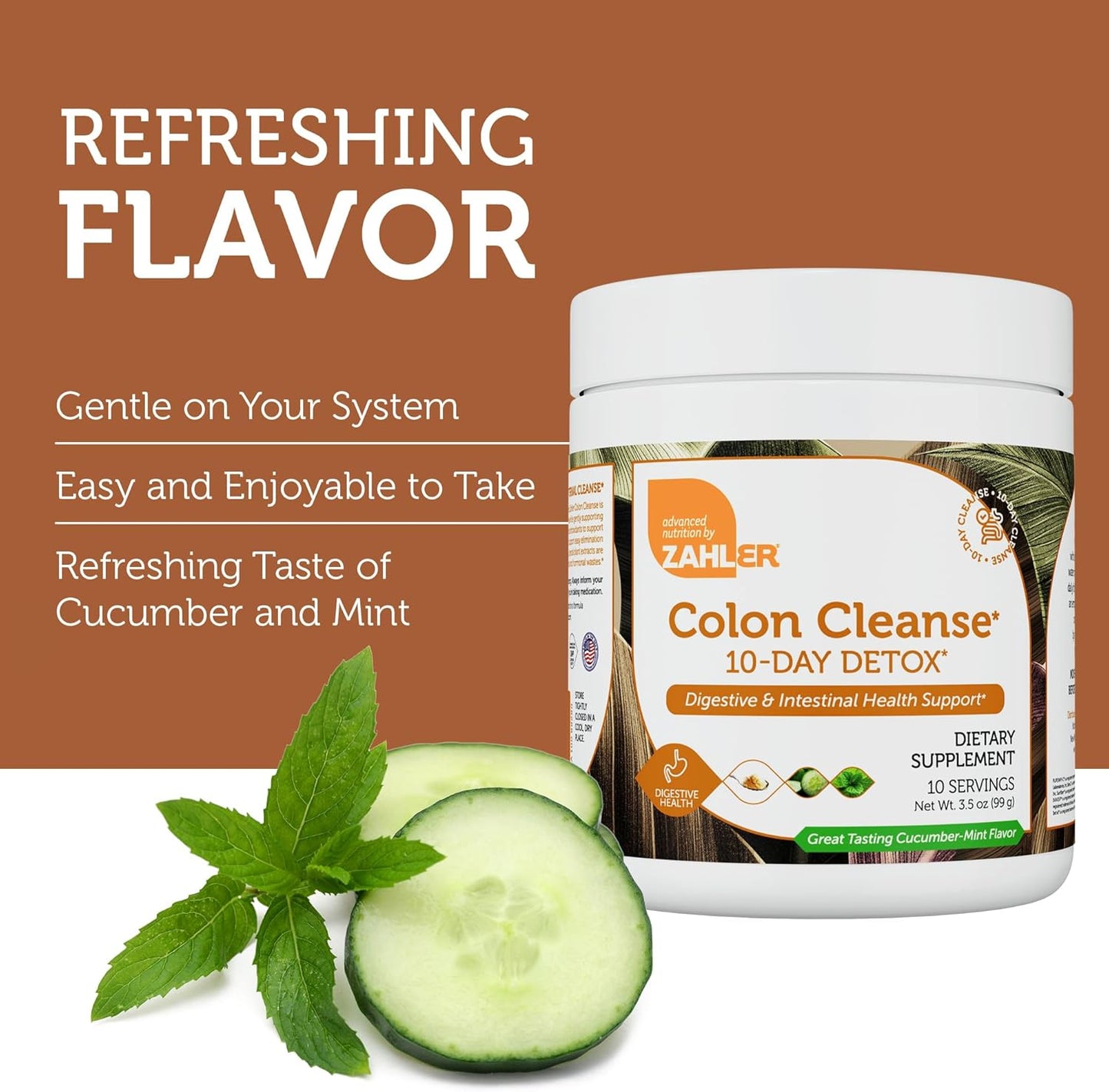 Zahler Colon Cleanse 10-Day Detox Cleanse - Cucumber Mint Flavor -3.5 oz