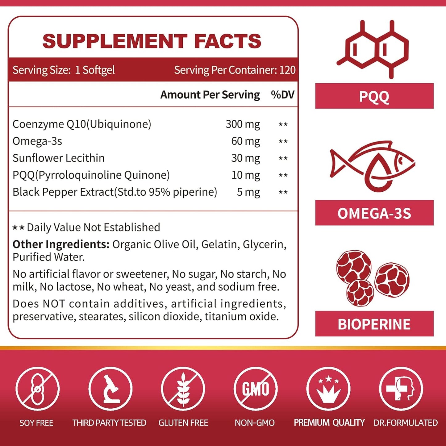 ZEBORA CoQ10-300mg- with  BioPerine & Omega-3, 120 softgels