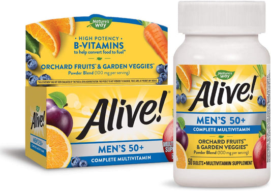 Nature’s Way Alive! Men’s 50+ Complete Multivitamin, High Potency B-Vitamins, 50 Tablets