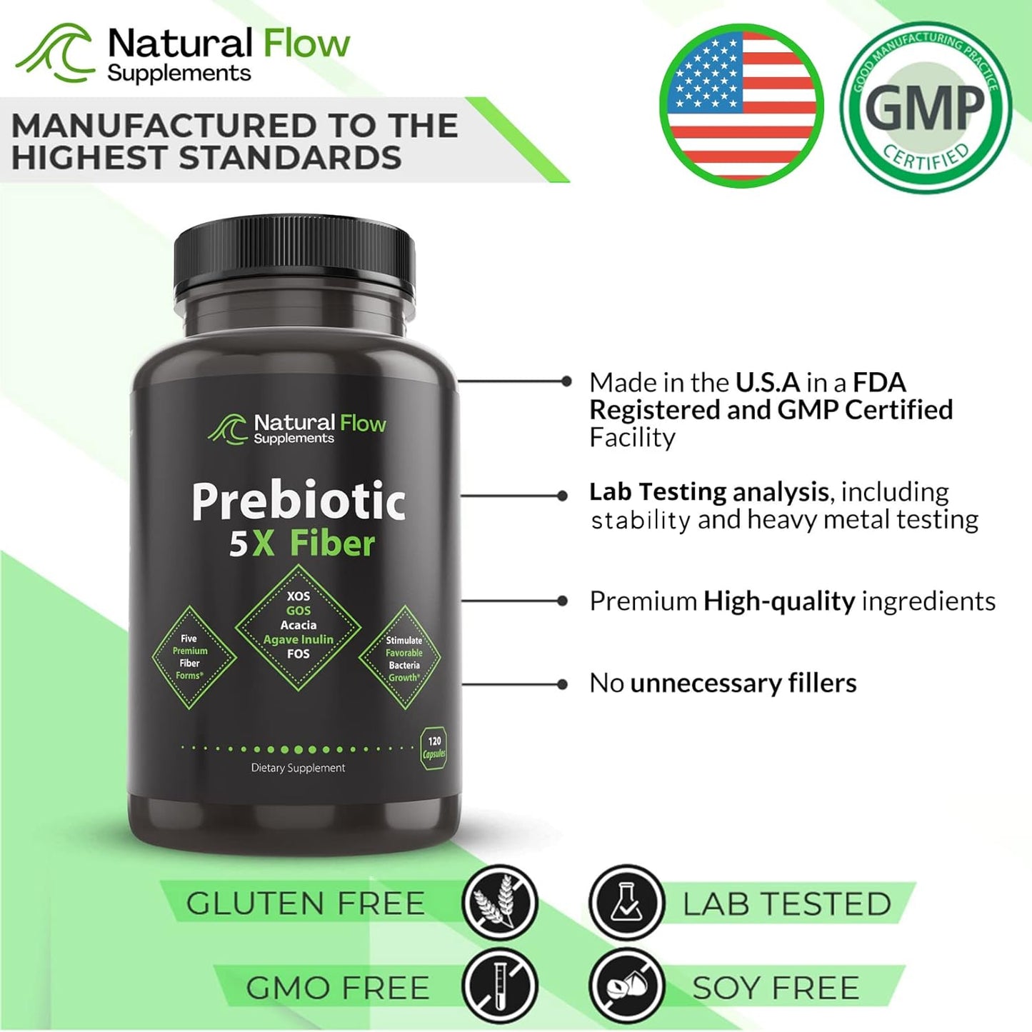 Prebiotic Fiber Supplement 5-in-1 -120 capsules