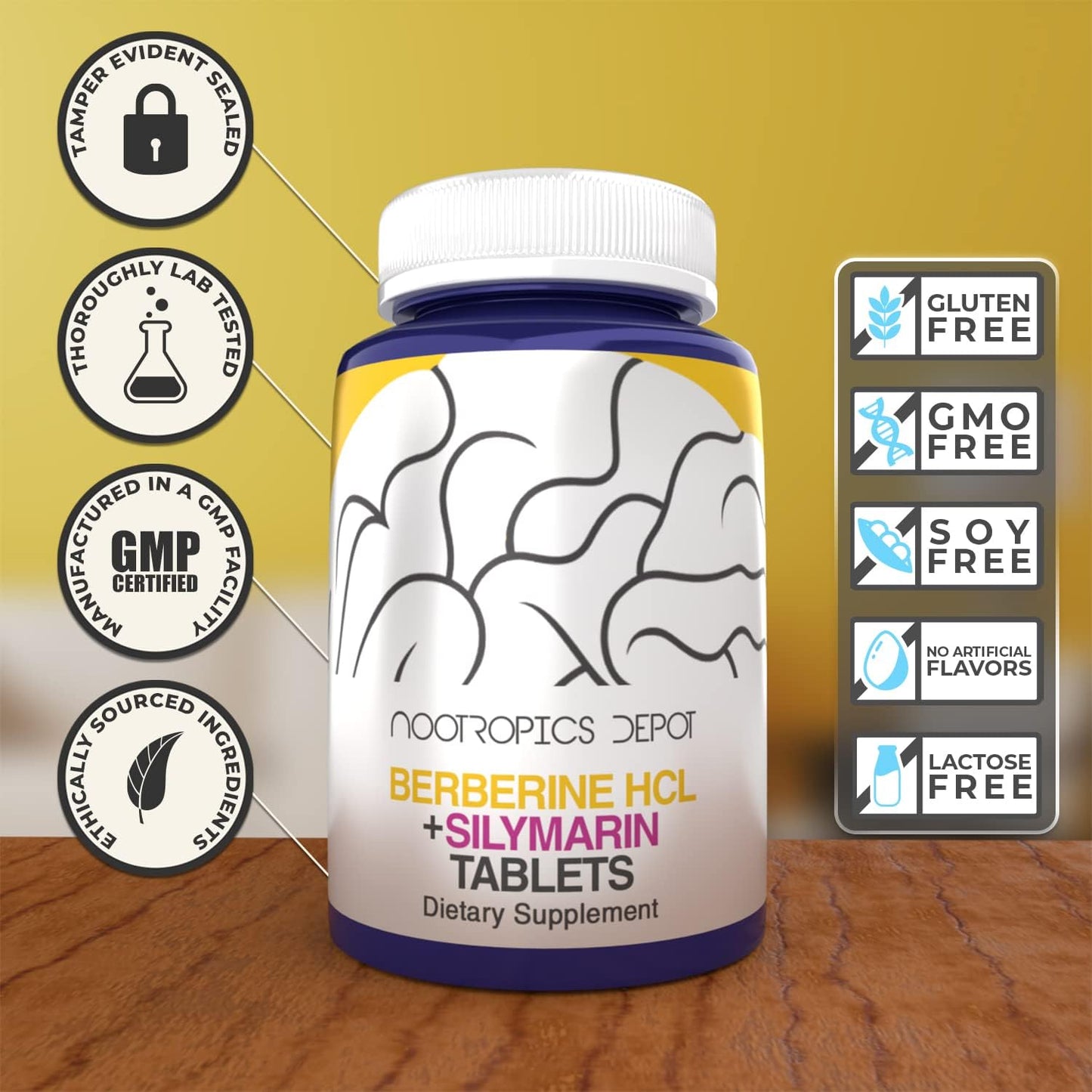 Nootropics Depot Berberine HCL + Silymarin  60 Tablets