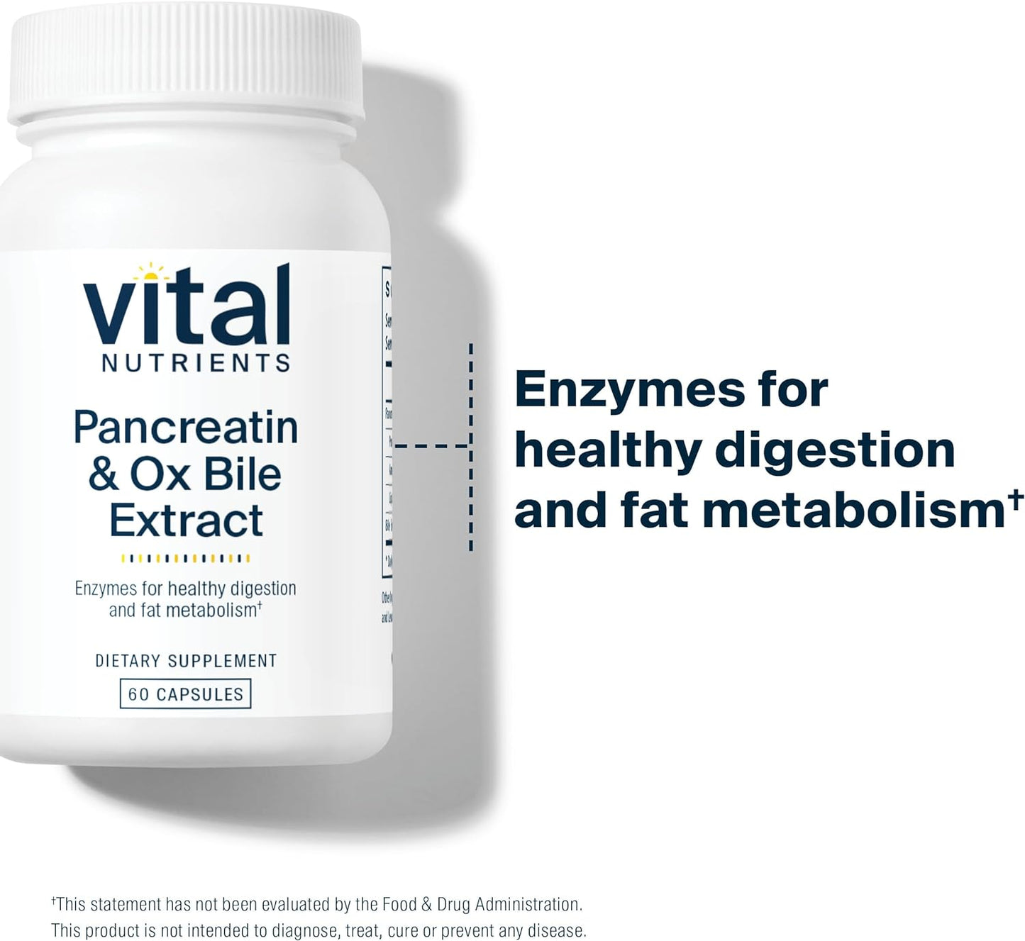 Vital Nutrients Pancreatin and Ox Bile Extract 60 Capsules