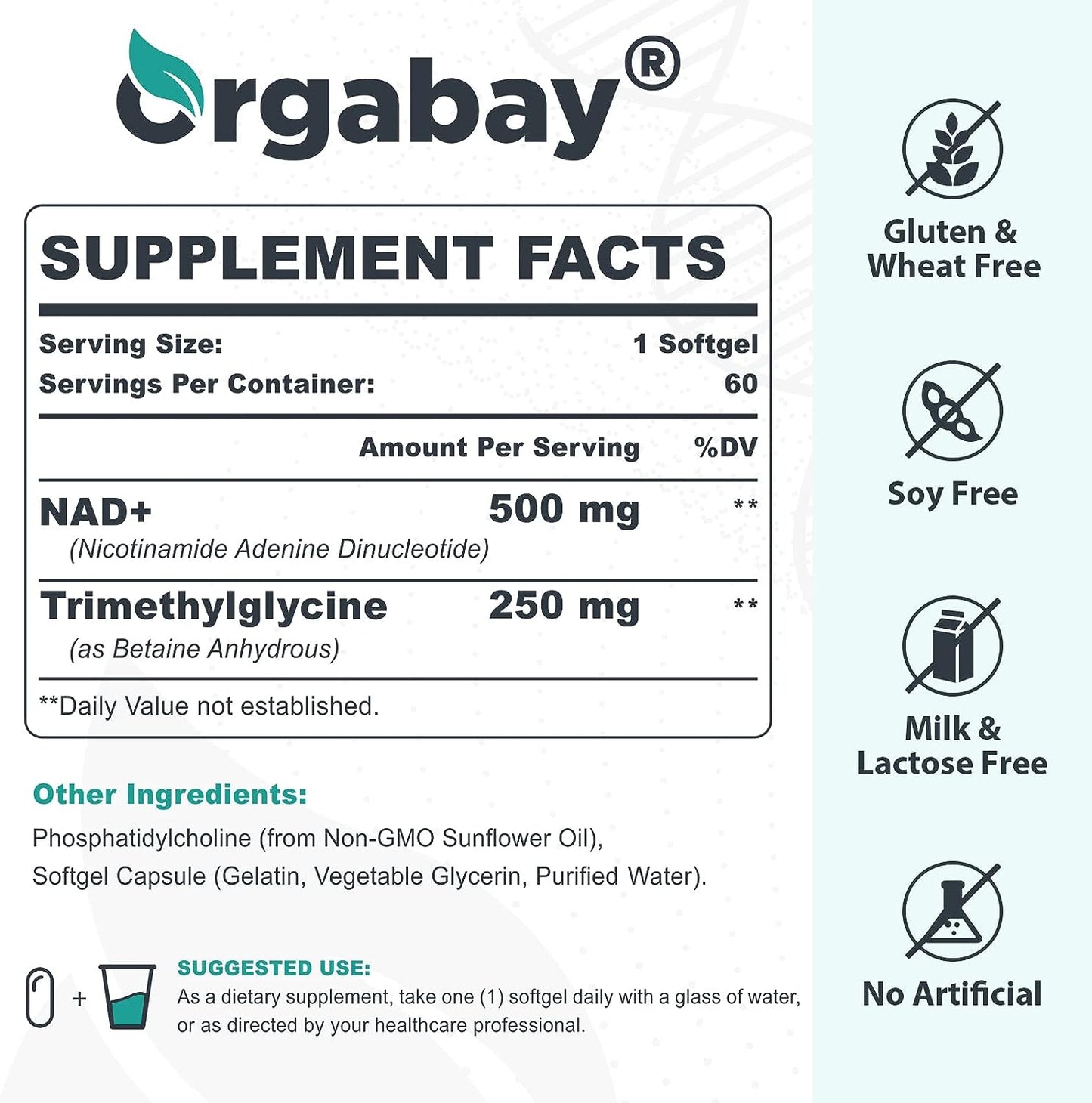 Orgabay Liposomal NAD+ Supplement  60 Softgels