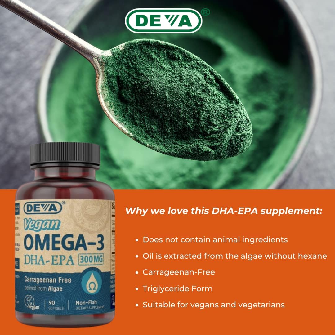 DEVA Vegan Omega-3 DHA EPA Supplement 90 Softgels