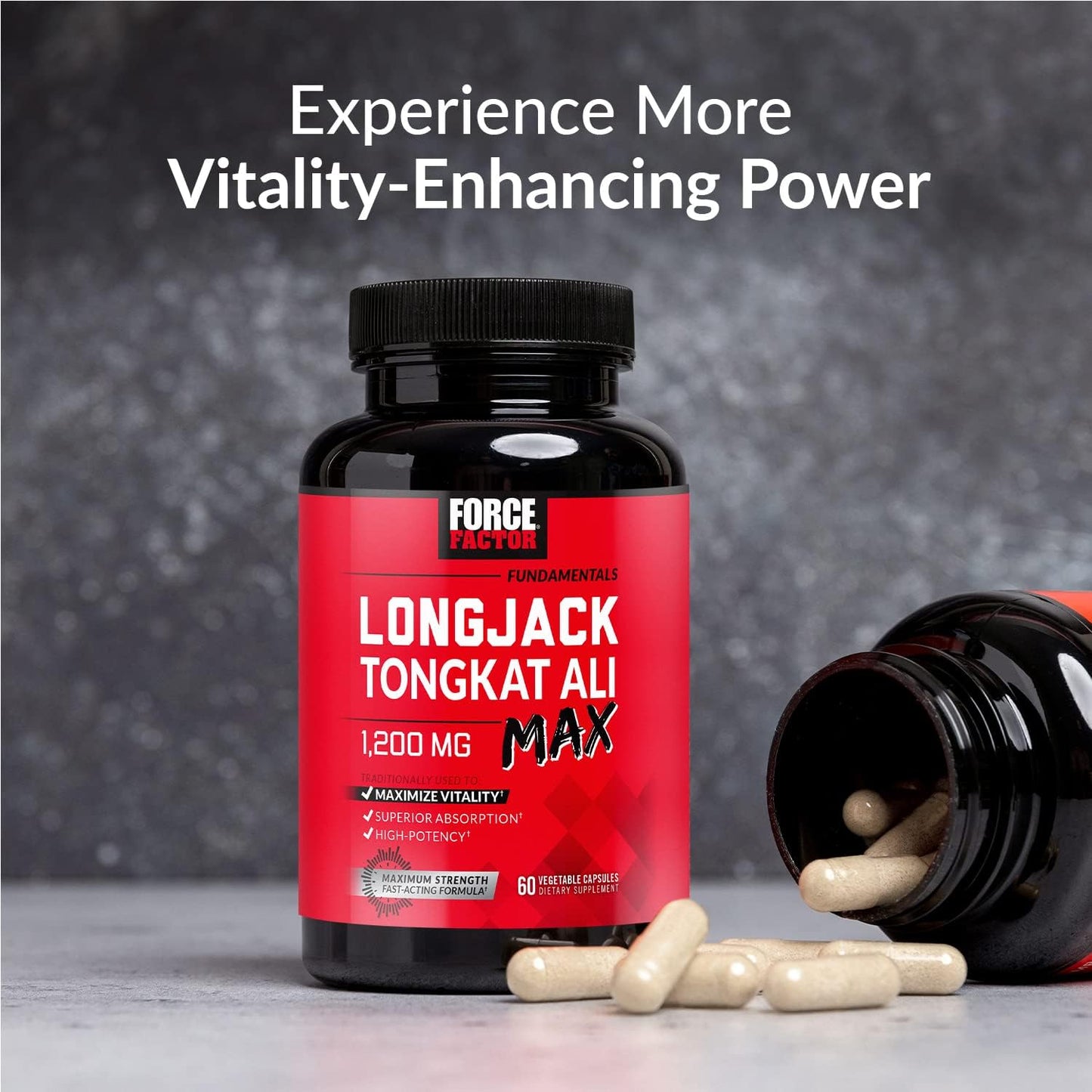 Force Factor Longjack Tongkat Ali Max for Men, Male Stamina  60 count