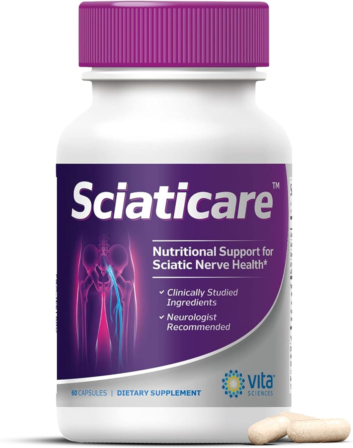 Vita Sciences Sciaticare Nerve Soothing Supplement Vitamins 60 capsules