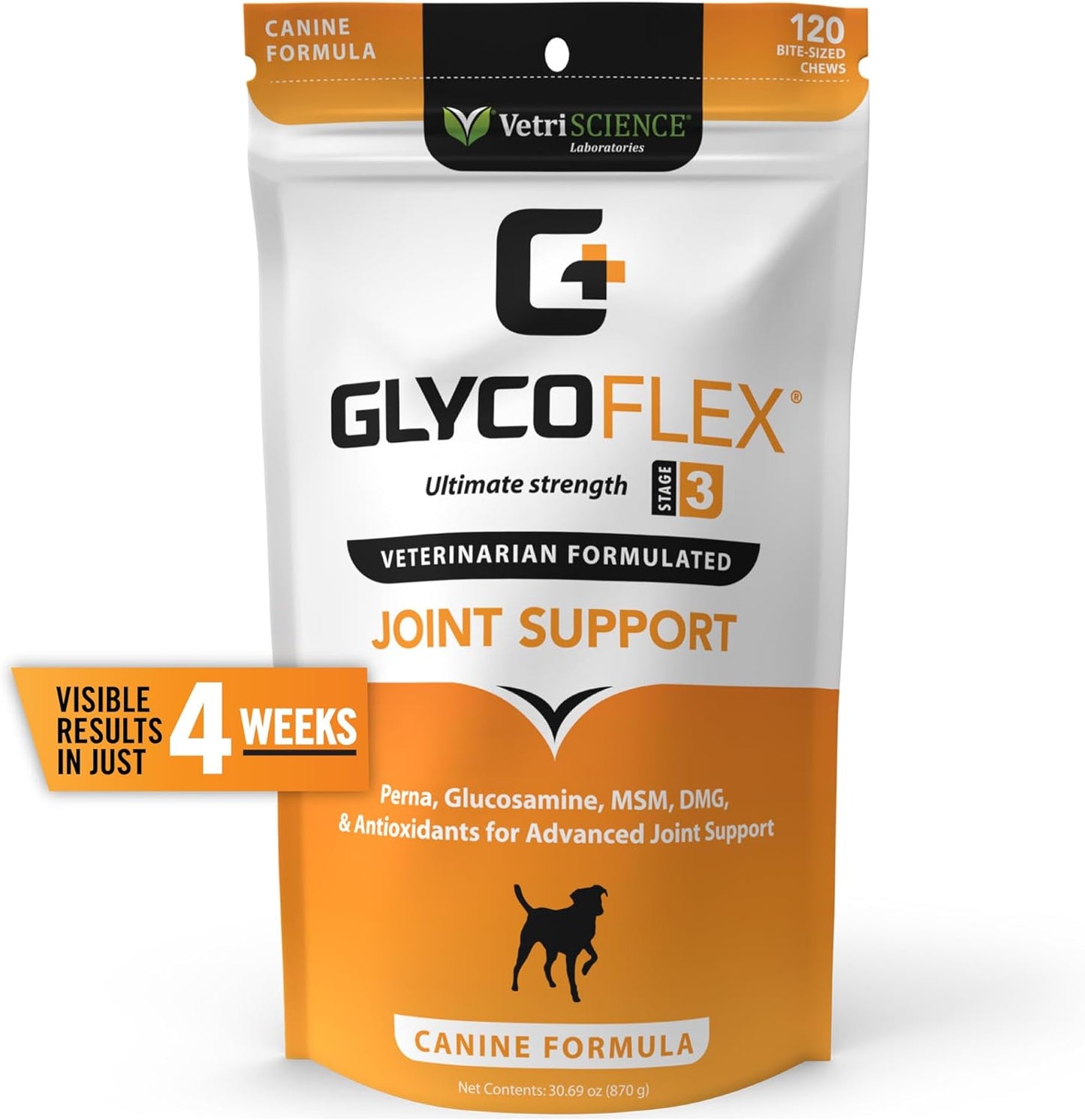 VetriScience Glycoflex 3 Clinically Proven Hip and Joint Supplement for Dogs- 120 Chews, Chicken Flavor