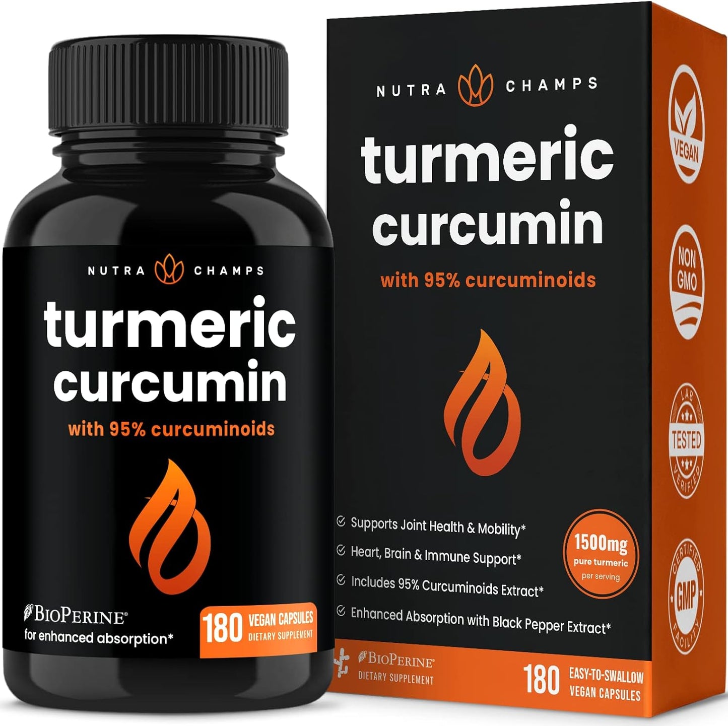 Turmeric Curcumin with Black Pepper Extract 1500mg 180 count