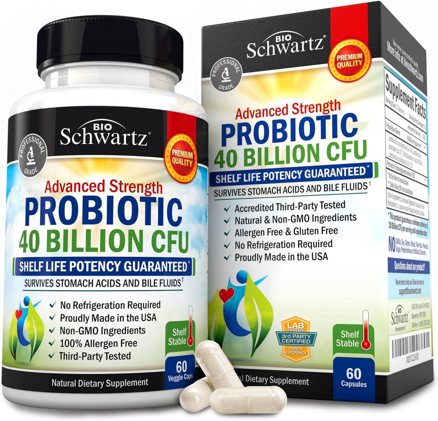 Daily Probiotic Supplement with 40 Billion CFU - 60 capsules