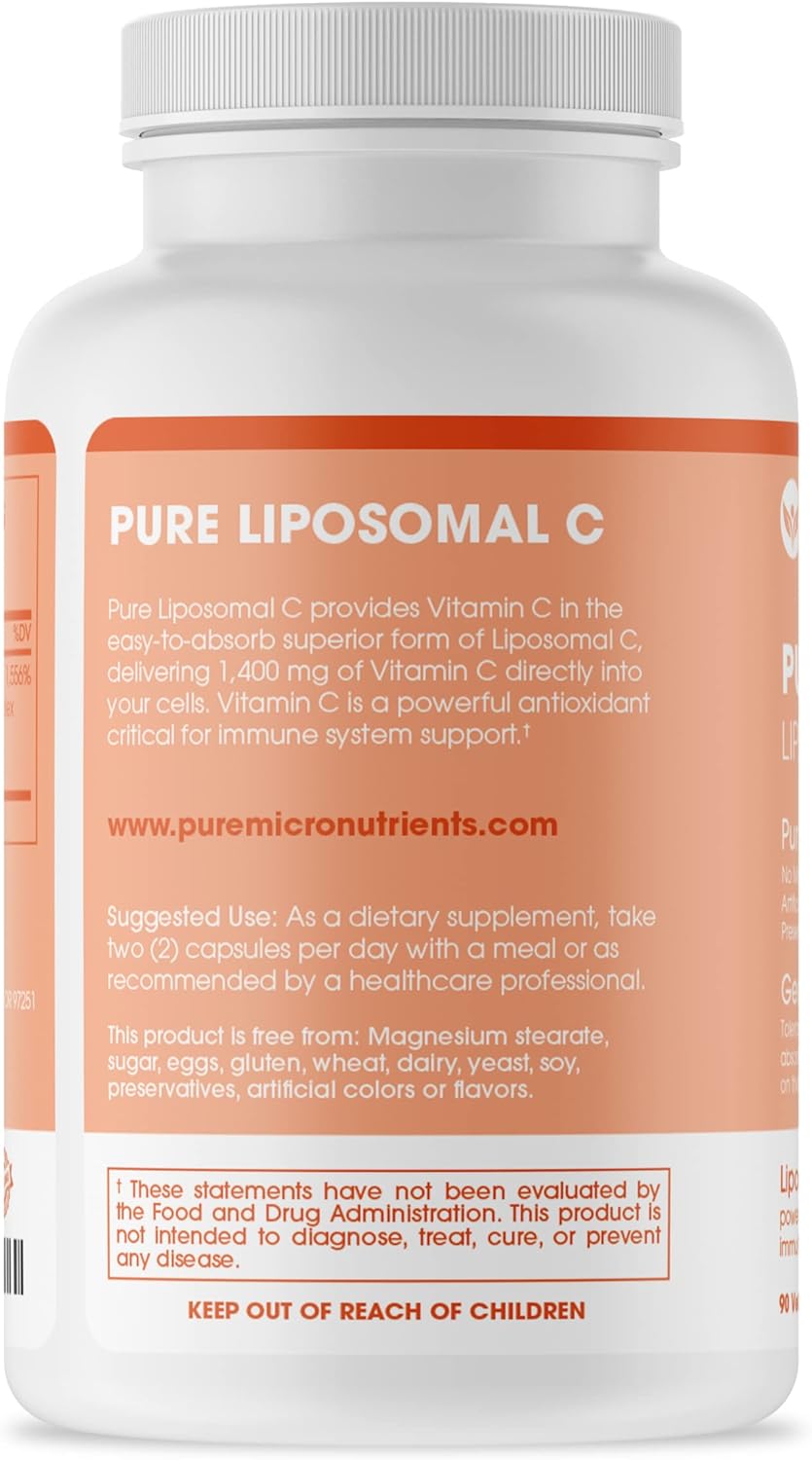 Pure Micronutrients Pure Liposomal Vitamin C - 1400mg Supplement - 90 Capsules