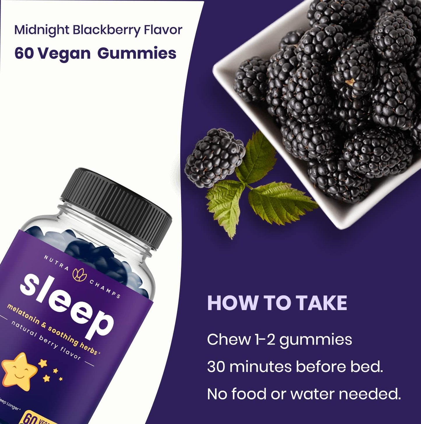 NutraChamps Sleep Gummies for Adults & Kids 60 Gummies