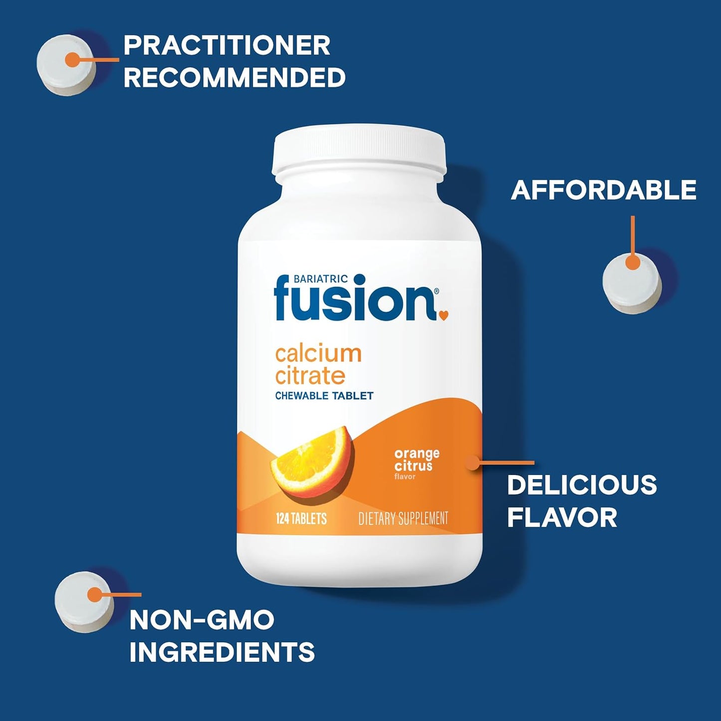 Bariatric Fusion Calcium Citrate Chewable Tablet -  124 Count