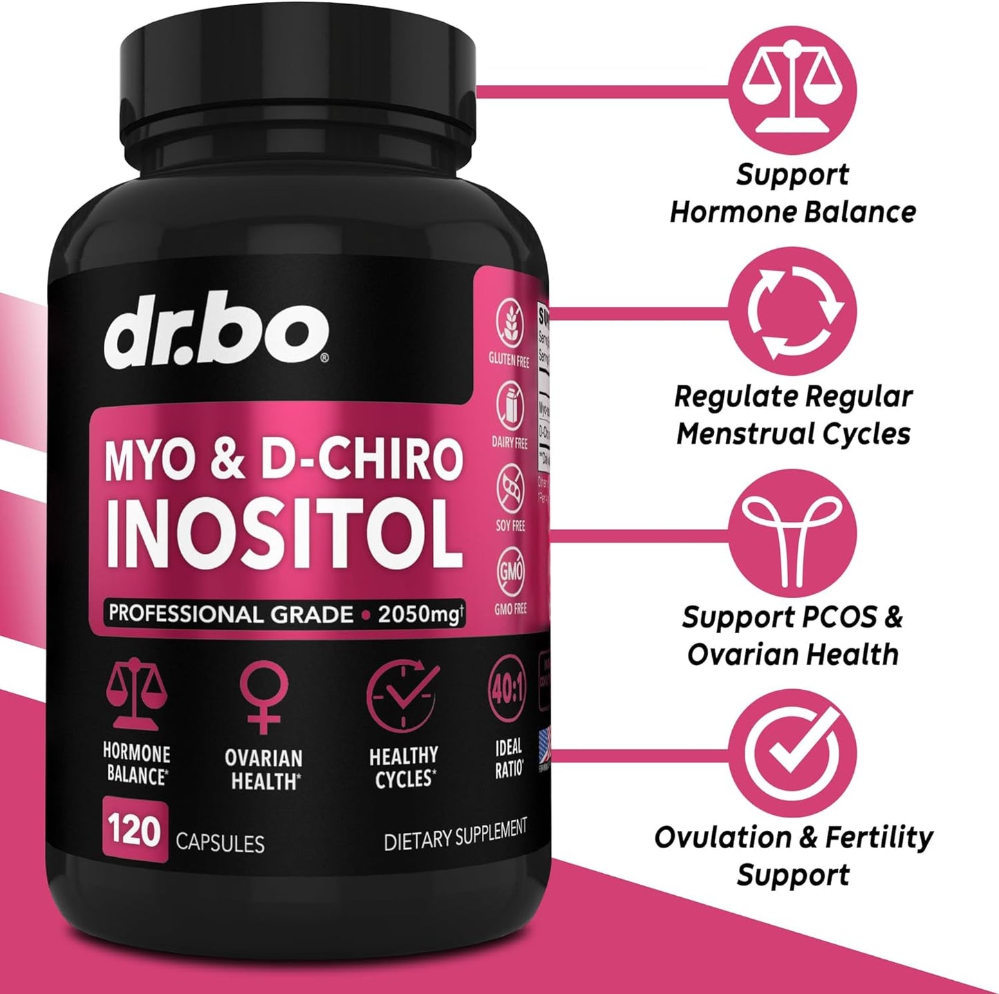 Myo-Inositol & D-Chiro Inositol Supplement - 120 Capsules