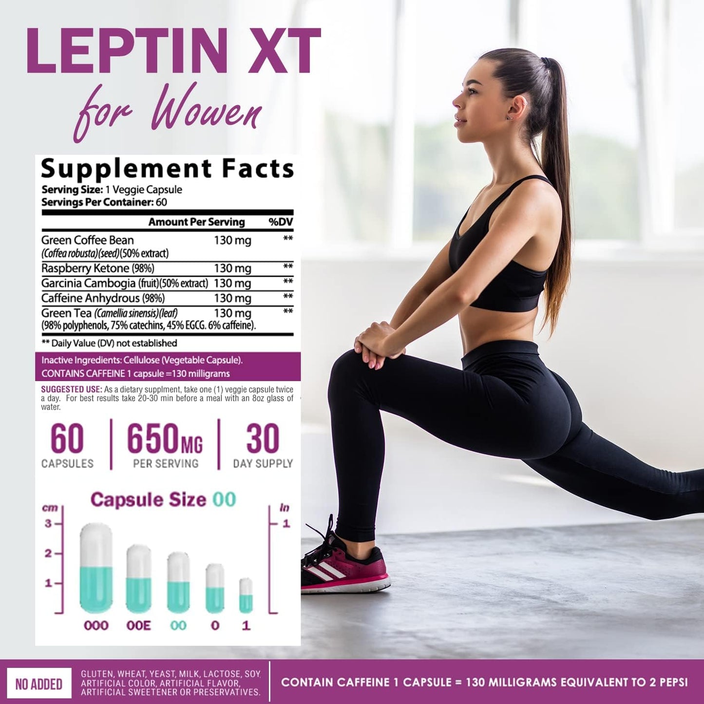 LeptinXT - Leptin Supplements for Weight Loss for Women - Extra Strength, Fat Burner - 60 Capsules