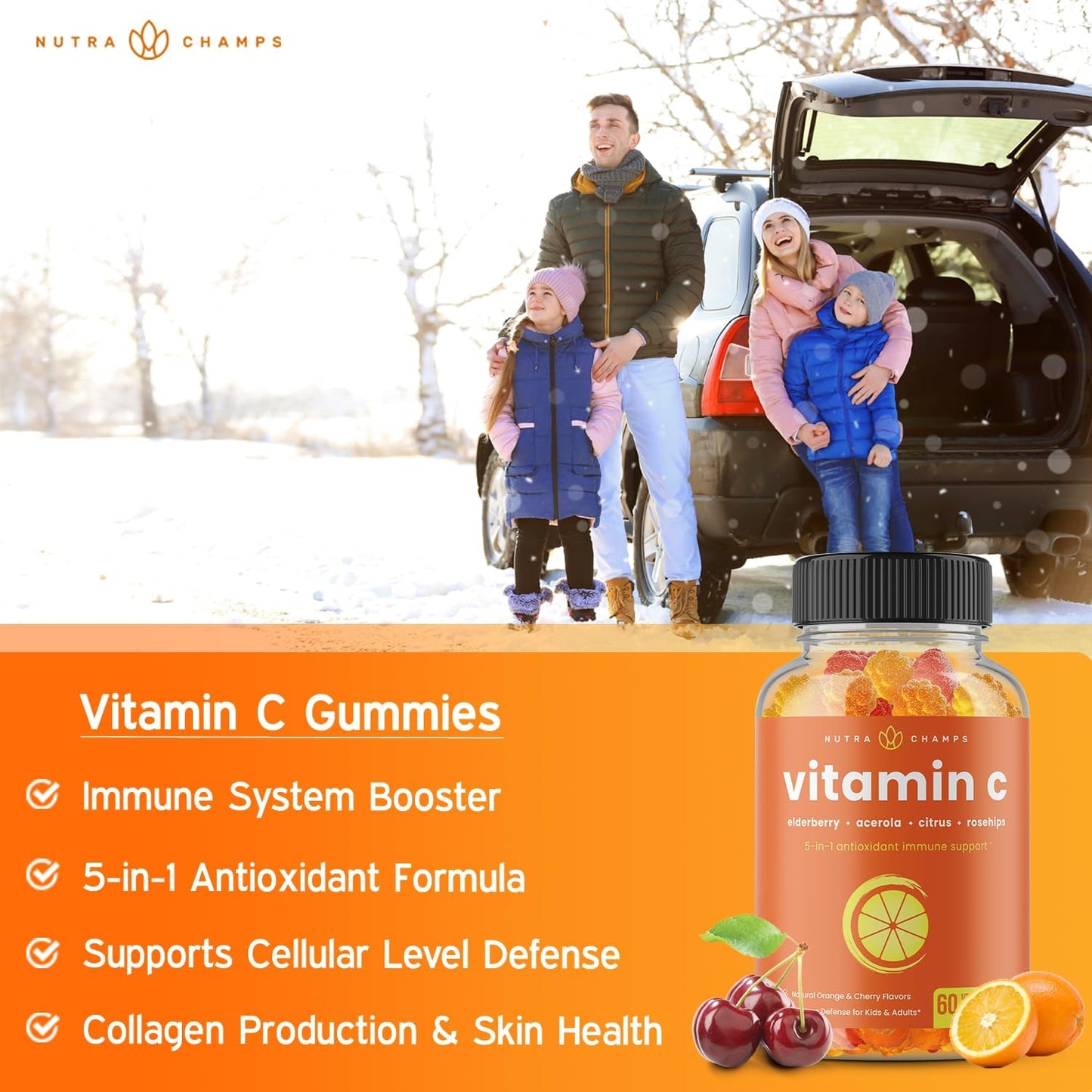 Vitamin C Gummies for Adults & Kids  60 Gummies pack of 2