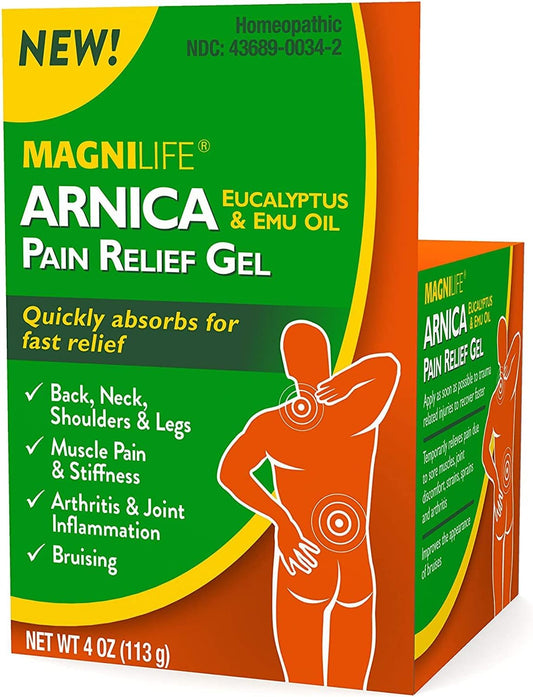 MagniLife Arnica Pain Relief Gel, Fast Acting Neck and Back Pain Relief 4oz