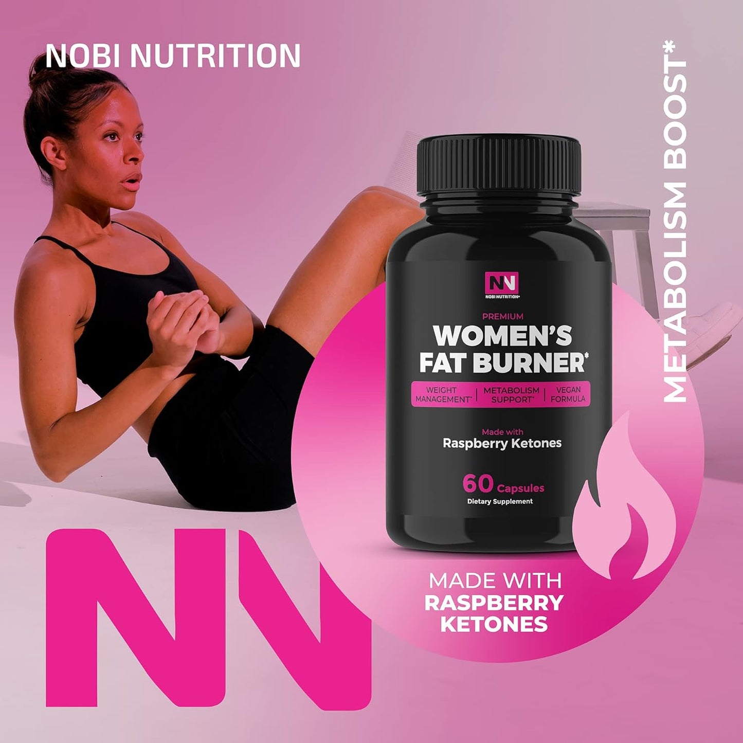 Fat Burner For Women Metabolism Booster & Weight Loss Support 60 Capsules