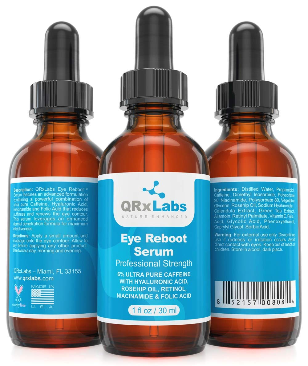 Eye Reboot Serum with 6% Caffeine, Hyaluronic Acid, Rosehip Oil, Retinol