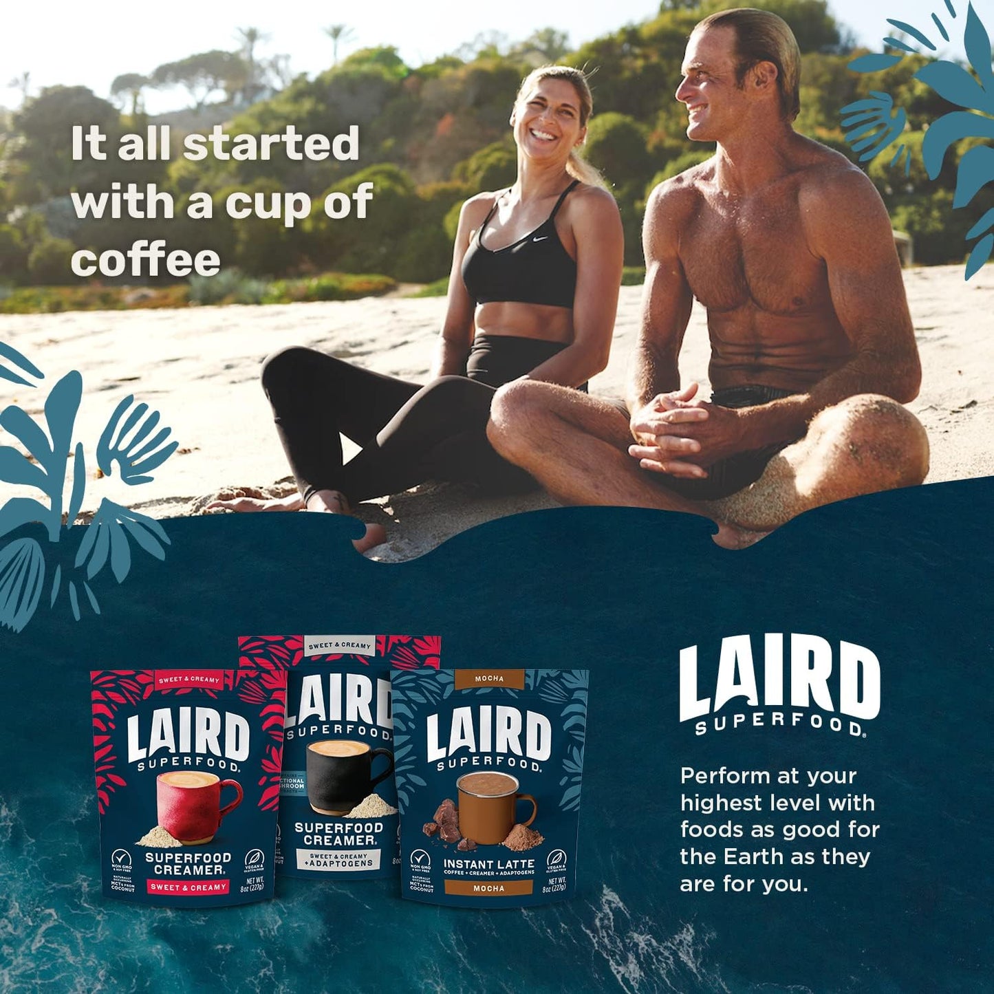 Laird Superfood Prebiotic Daily Greens Powder Pack of 15 Single Serve Sachets