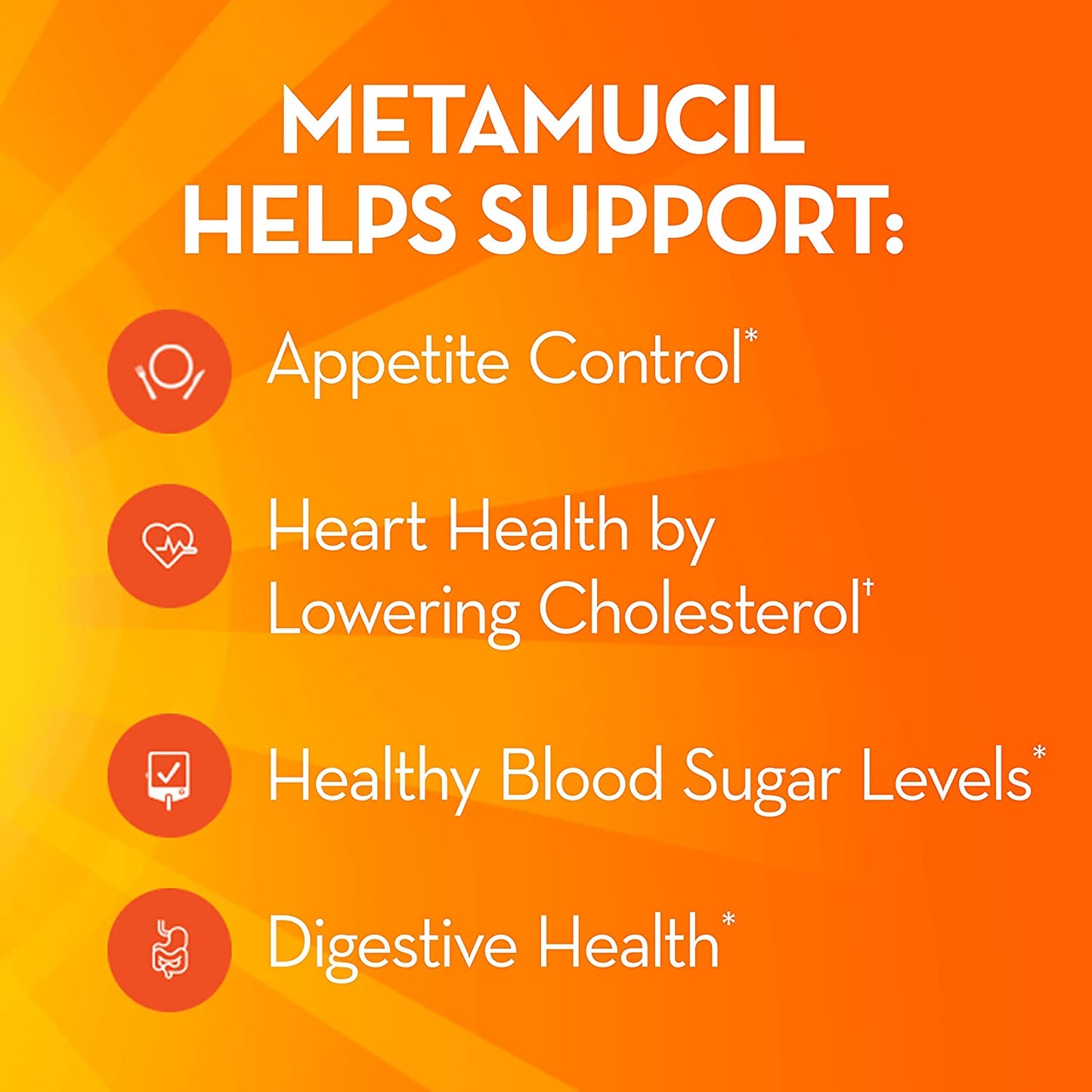 Metamucil Premium Blend, Daily Psyllium Fiber Powder Supplement, 4-in-1 Fiber for Digestive Health, Sugar-Free with Stevia, Plant Based Fiber, Orange Flavored, 180 Servings