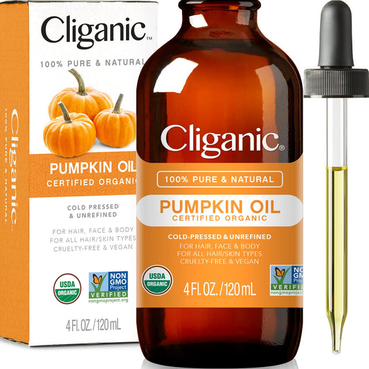 Cliganic Organic Pumpkin Seed Oil, 100% Pure - For Face & Hair