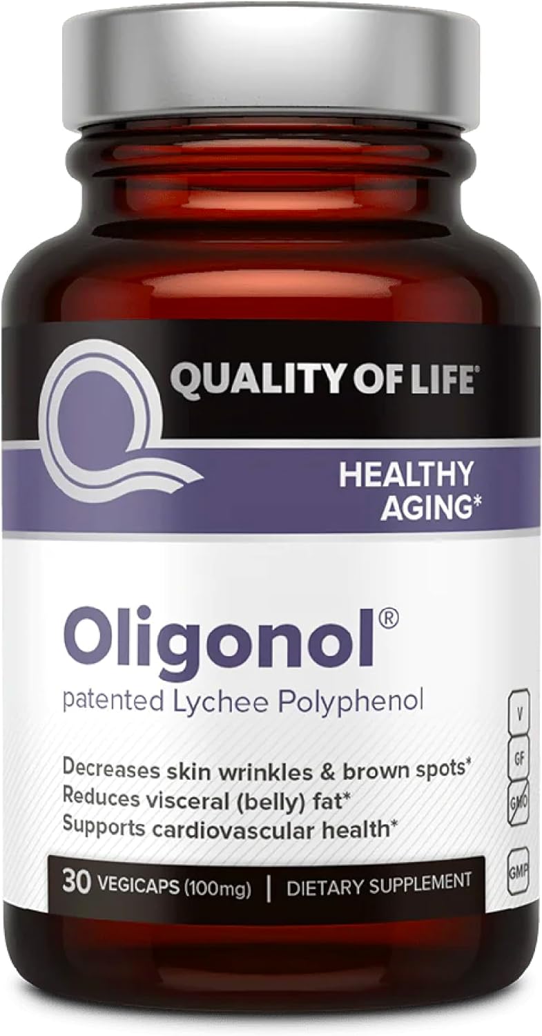 Quality of Life - Premium Anti Aging Supplement- Promotes Cardiovascular Health, Circulation & Youth - Oligonol  - 30 Vegicaps