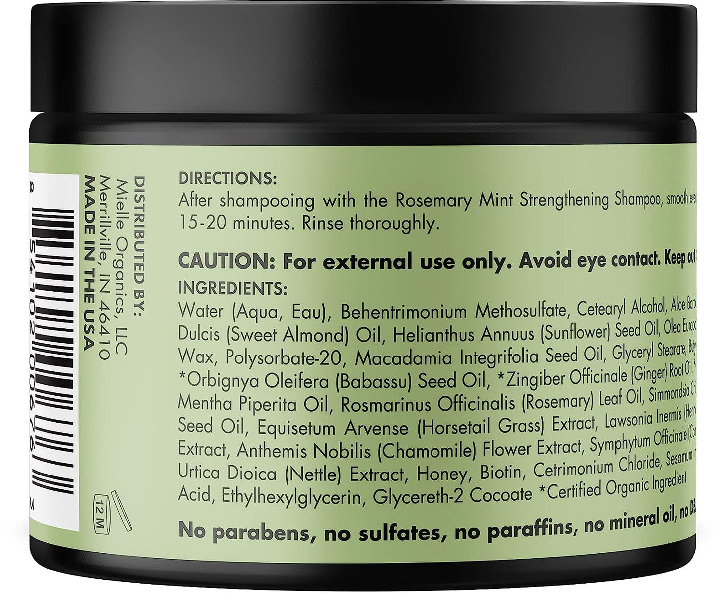 Mielle Organics Rosemary Mint Strengthening Hair Masque, Essential Oil & Biotin