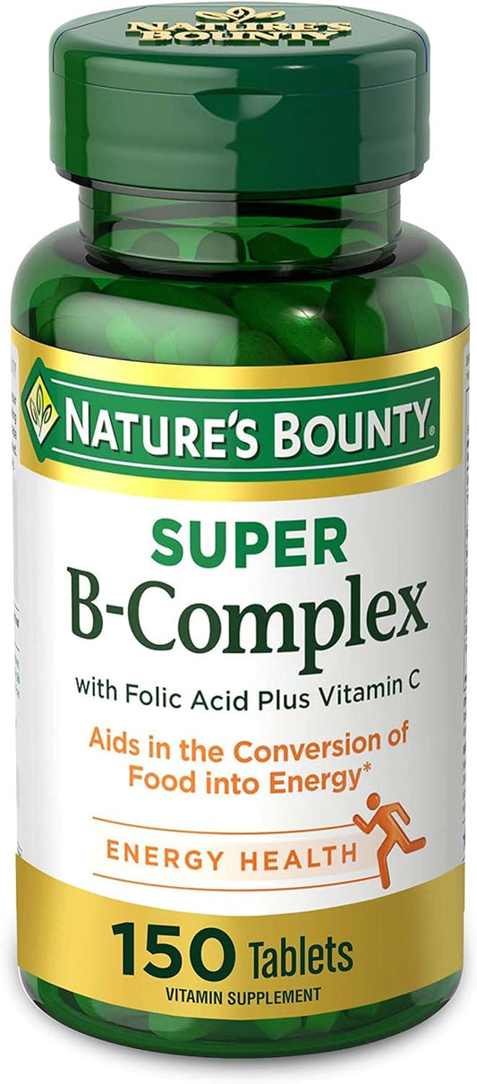 Nature's Bounty Super B Complex with Vitamin C & Folic Acid, Immune & Energy Support, 150 tablets