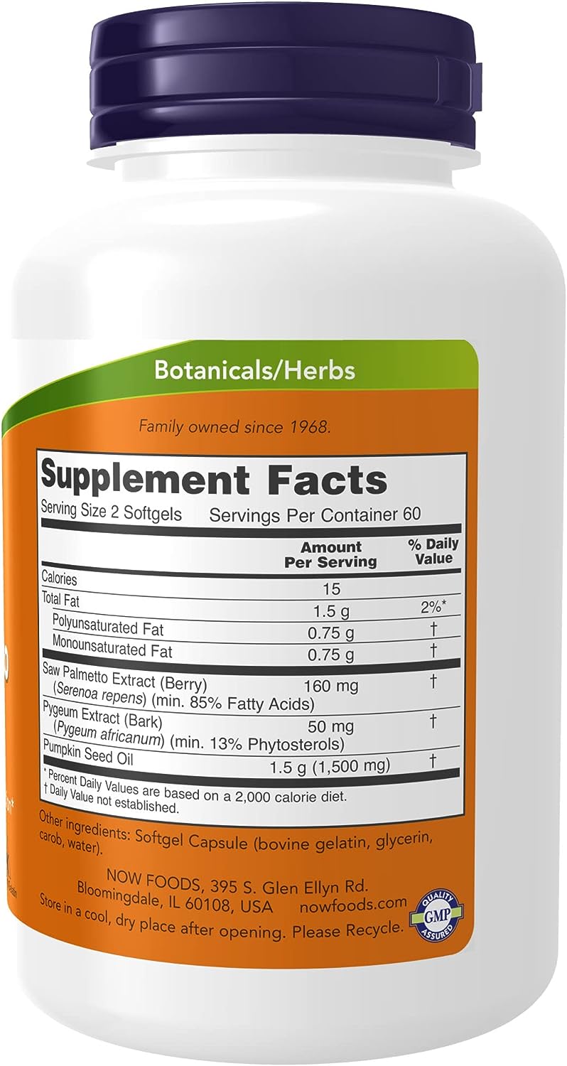 NOW Supplements, Pygeum & Saw Palmetto with Pumpkin Men's Health, 120 Count