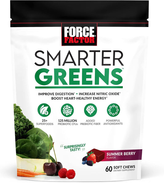 FORCE FACTOR Smarter Greens Superfood Chews, 60 soft chews