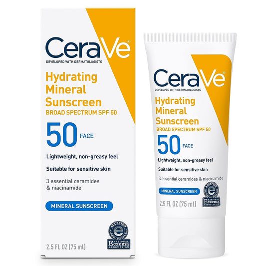 CeraVe  Mineral Sunscreen Face Sunscreen with Zinc Oxide & Titanium Dioxide