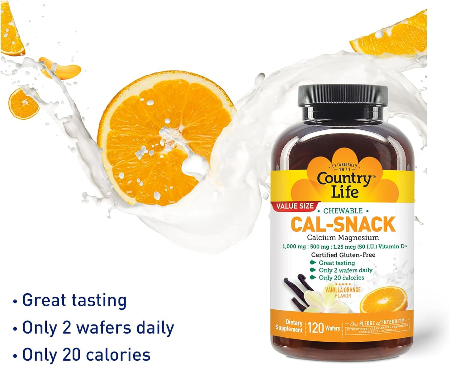 Country Life Cal-Snack, Chewable Calcium, Magnesium with Vitamin D,120 count