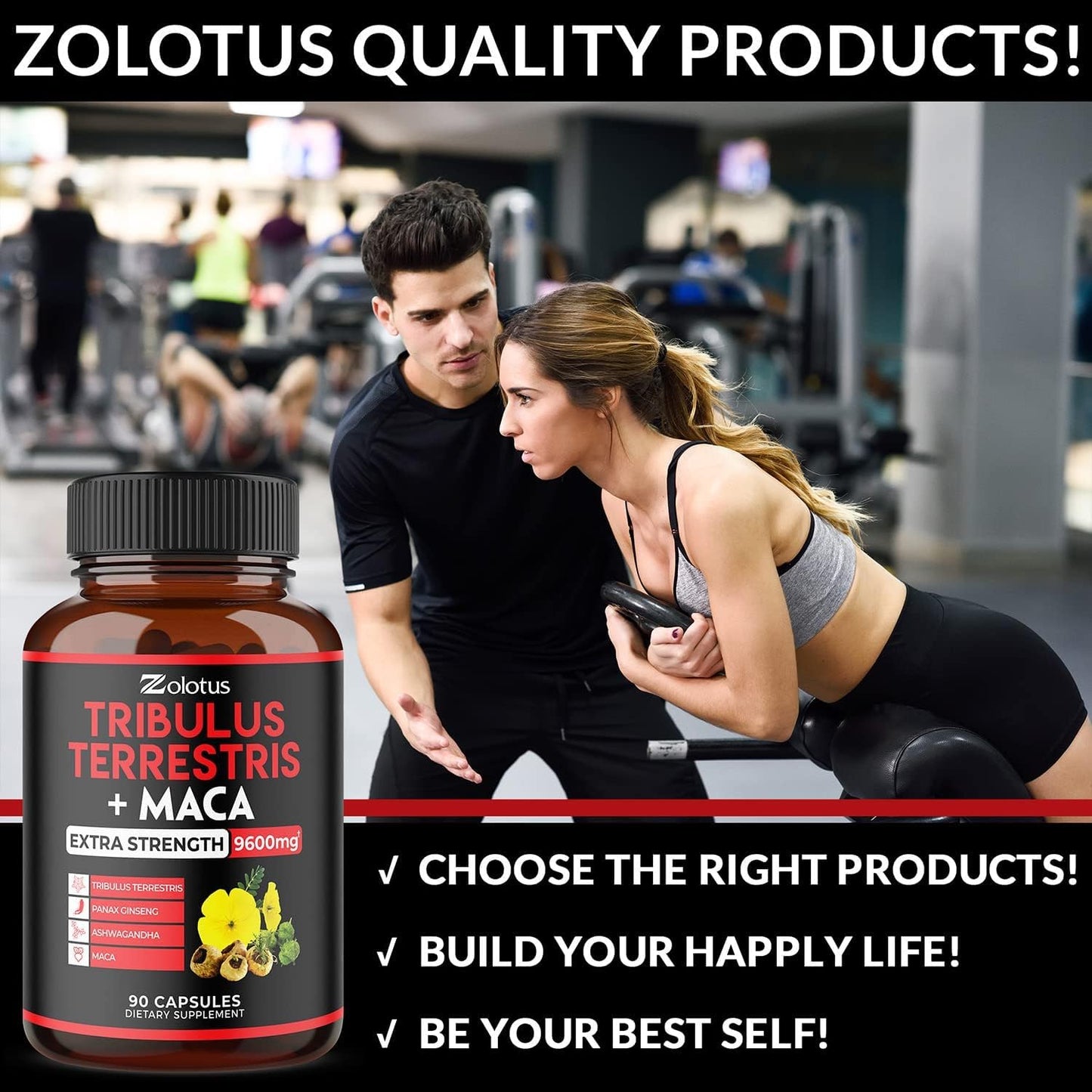 Zolotus Premium Tribulus Terrestris Capsules - 9600mg Per Serving -90 count