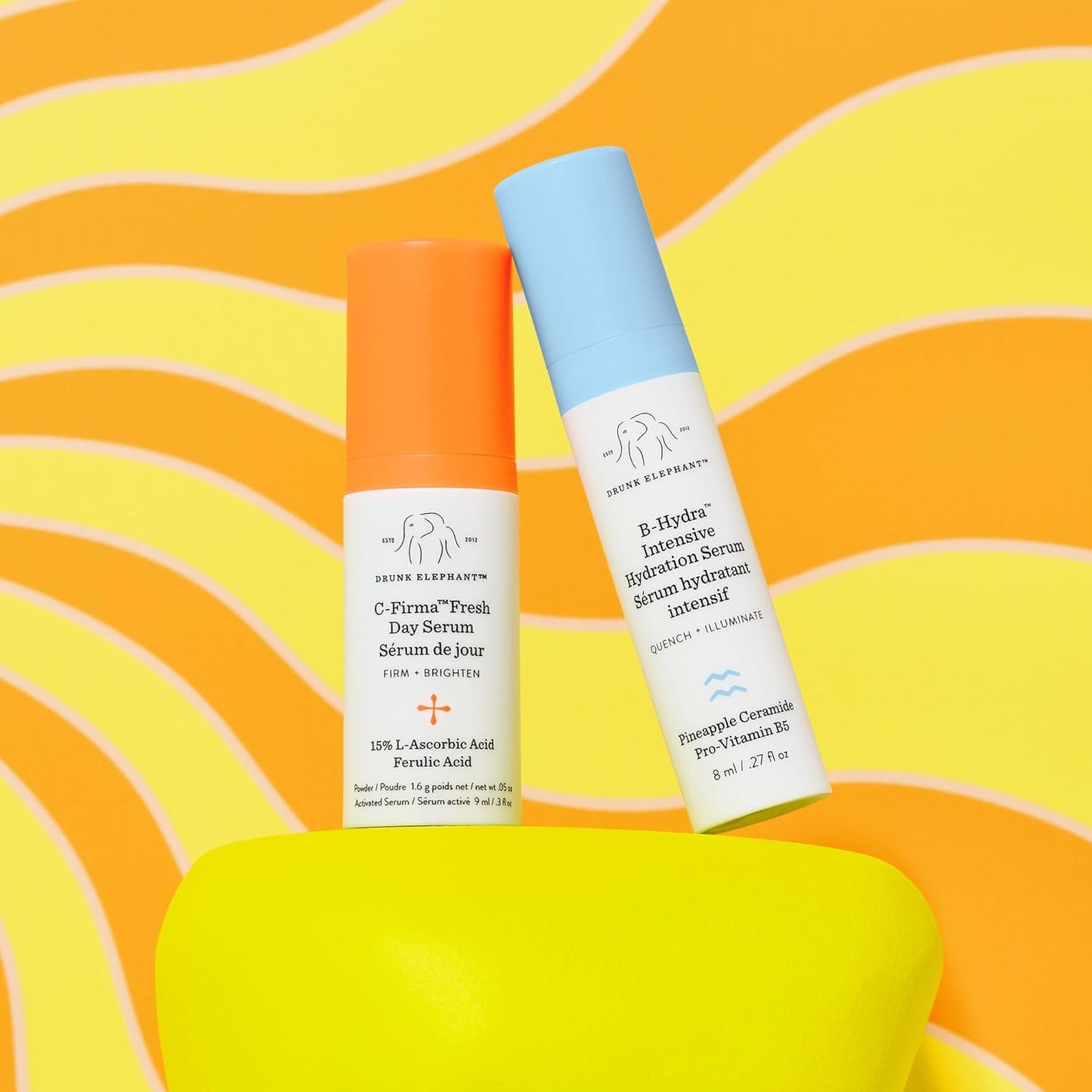 Drunk Elephant Hydra and The Bright - Includes C-Firma Fresh Day Serum (0.3 fl oz) & B-Hydra Intensive Hydration Serum (0.27 fl oz)