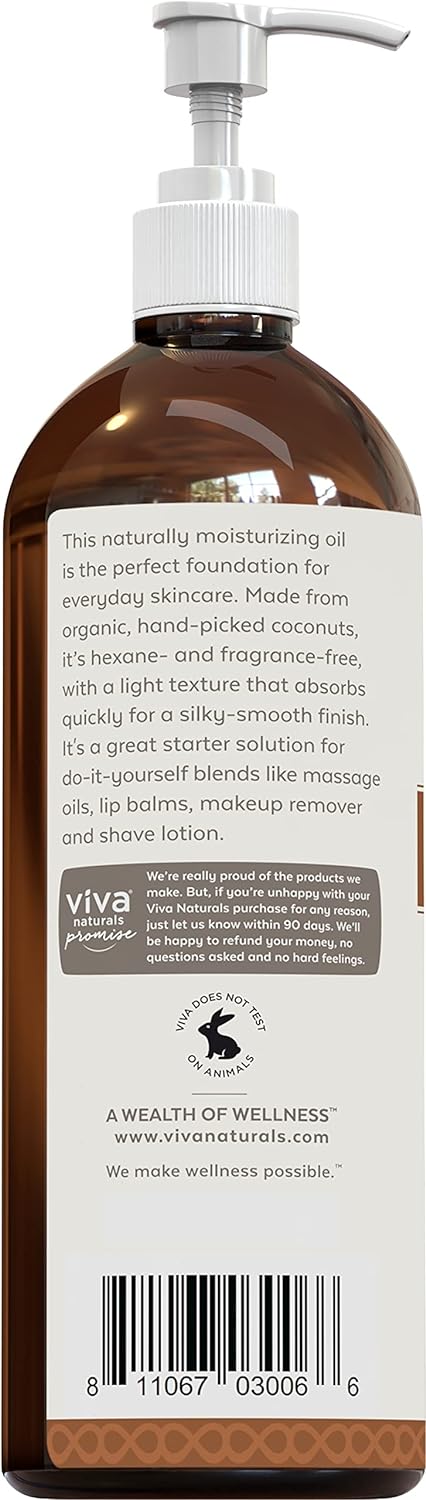 Viva Naturals Organic Fractionated Coconut Oil - Skin & Hair Moisturizer, Relaxing Massage and Body Oil