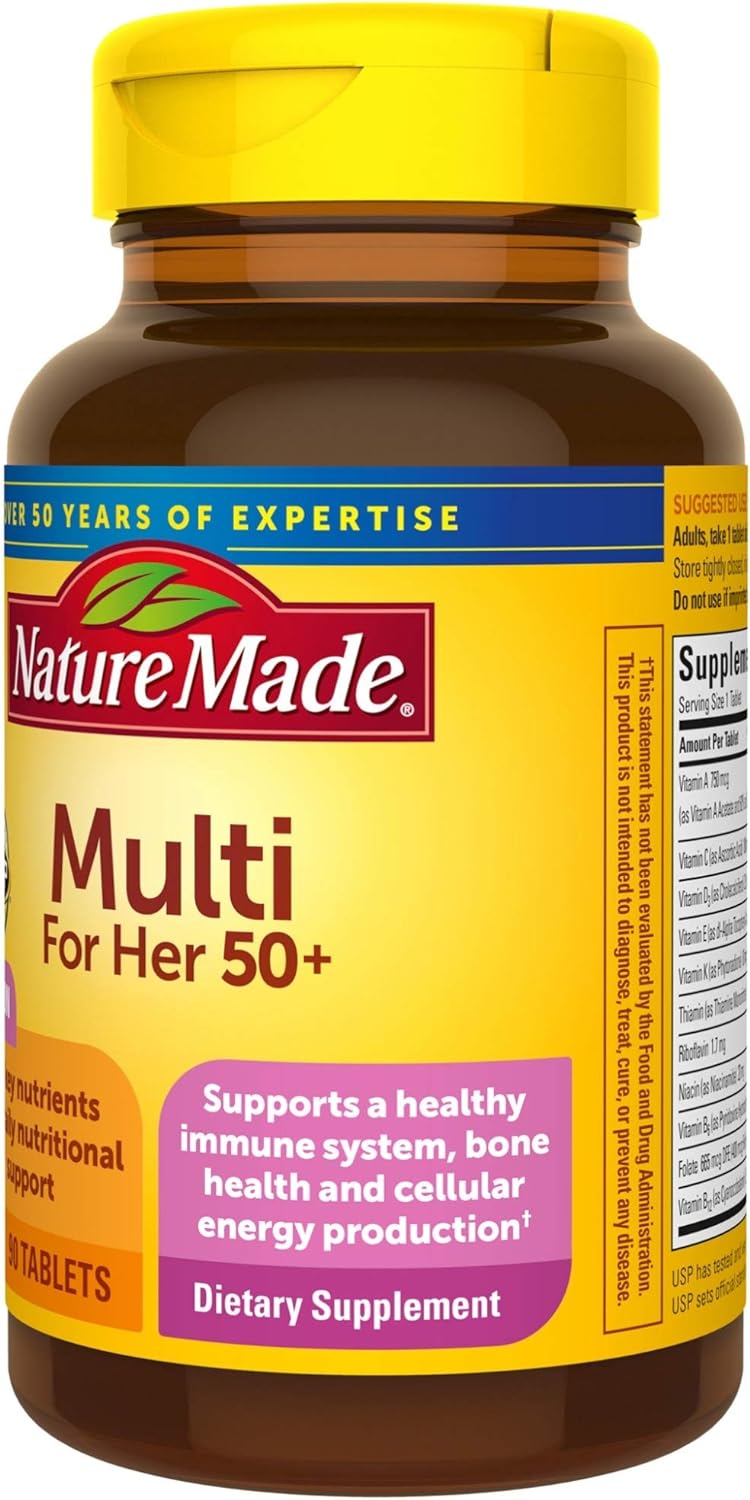 Nature Made Multivitamin For Her 50+ with No Iron, Women's Multivitamin 90 tblets