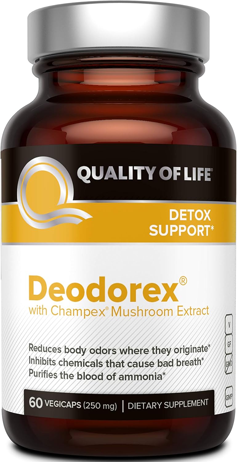 Quality of Life - Detoxification Support - Fight Bad Breath and Body Odor - Deodorex - 60 Vegicaps