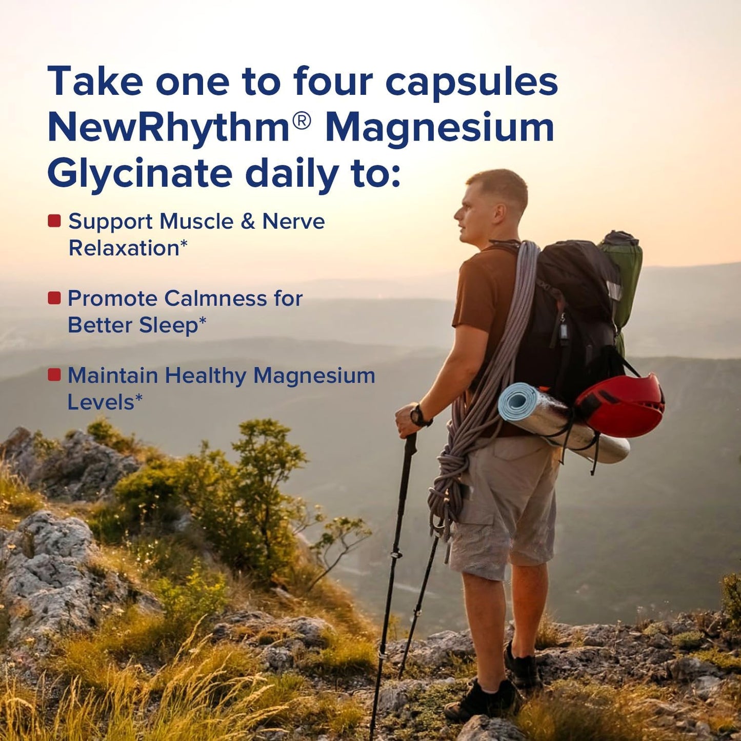 NewRhythm Magnesium Glycinate, 70 mg Elemental Magnesium- 120 capsules