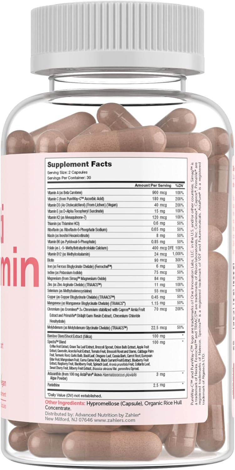 Zahler Multivitamin Beauty, Daily Multivitamin +Skin Hair 60 Capsules