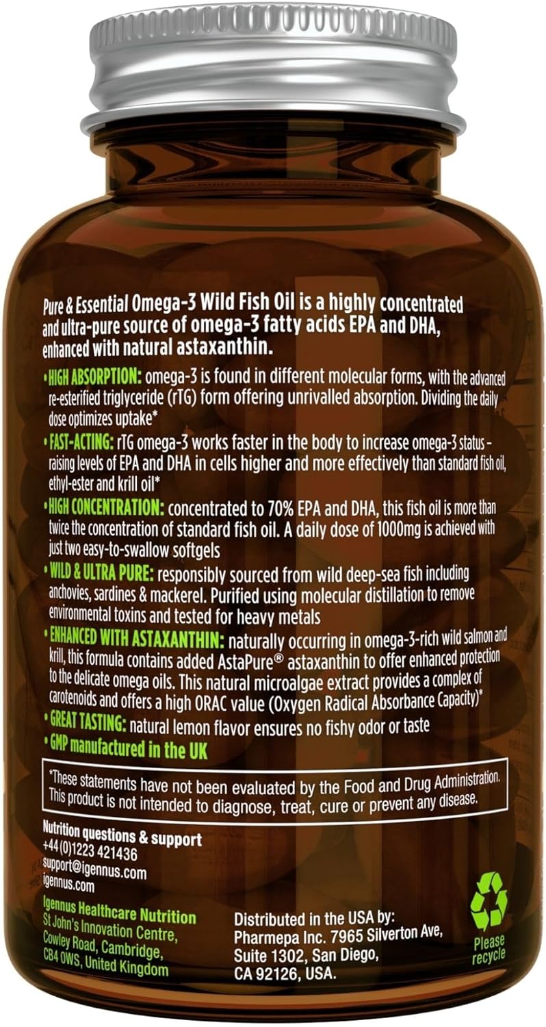 Super Concentrated rTG Omega 3 Wild Fish Oil 180 Capsules