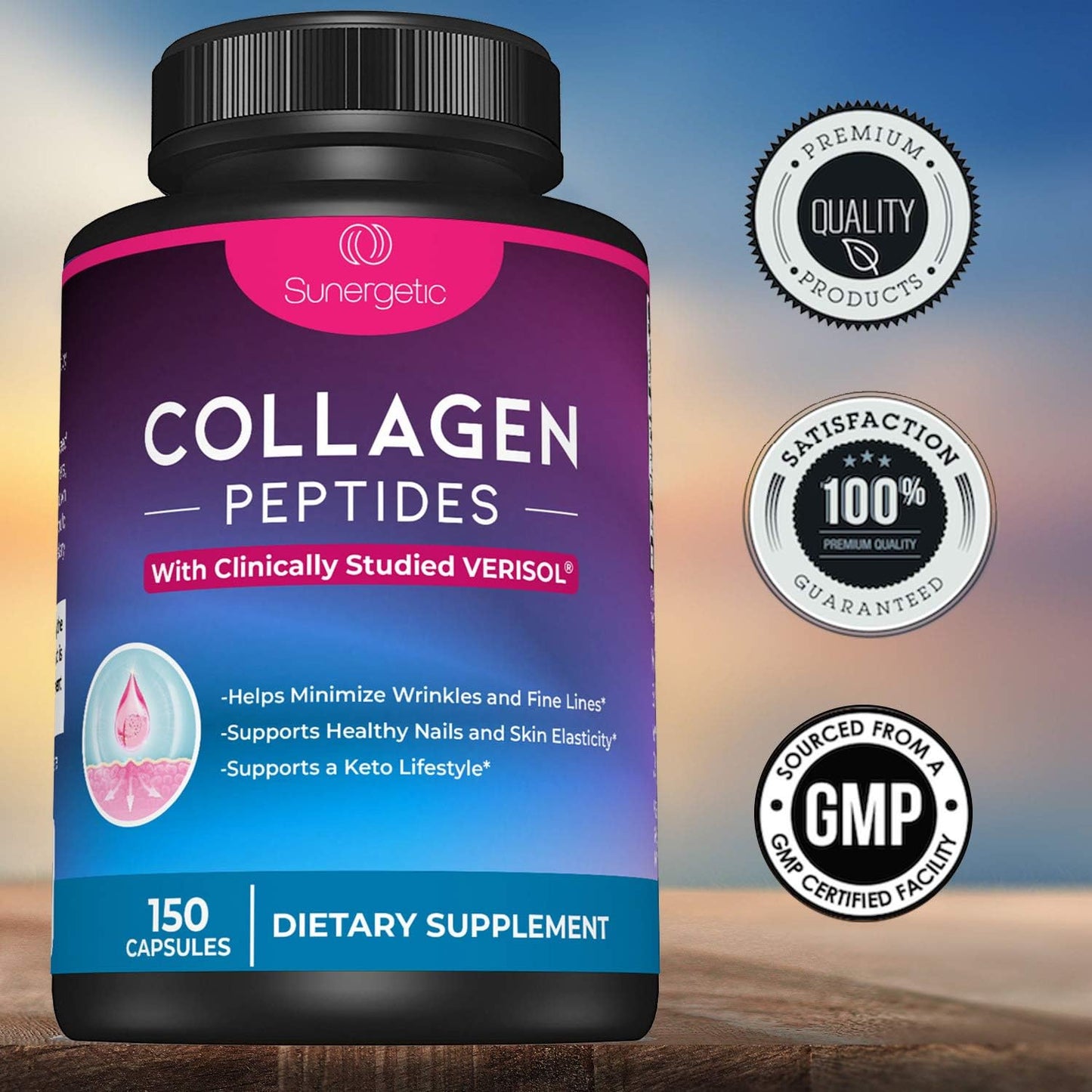 Sunergetic Premium Collagen Peptides - 150 Capsules