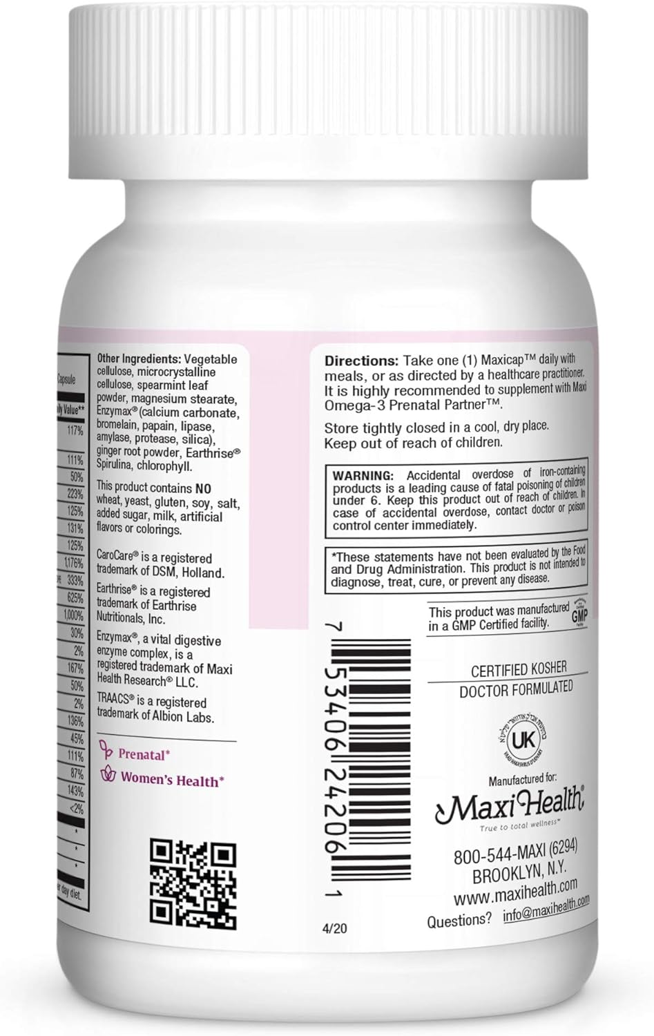 Maxi Health, Prenatal Caps, 120 Count