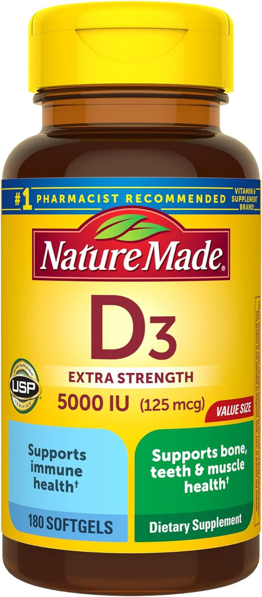 Nature Made Extra Strength Vitamin D3 5000 IU  180 Softgels