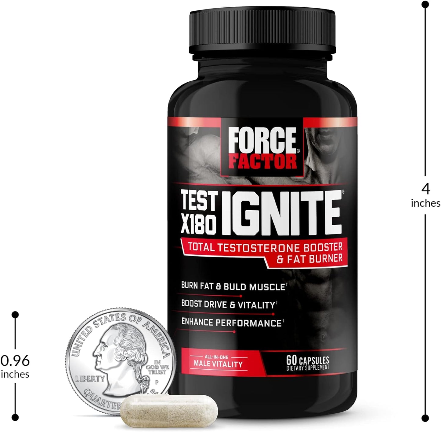 FORCE FACTOR Test X180 Ignite Testosterone Booster for Men 60 capsules